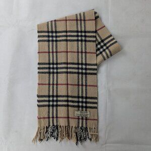 Burberry Cashmere & Wool Check Scarf Beige | Unisex | Luxury Winter | Used